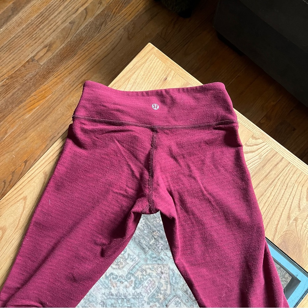Lululemon Athletica Burgundy Red striped Leggings Comfortable Athletic Wear